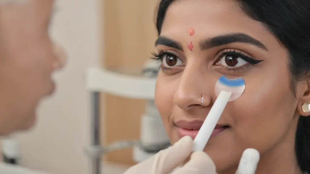 Hand-painted prosthetic lens bringing back the natural appearance of an eye with a visible scar