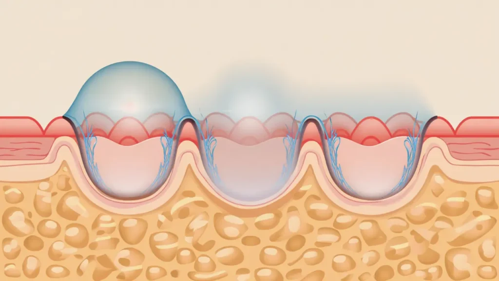Eye showing radial scarring from RK surgery and a scleral lens illustrating advanced correction solutions