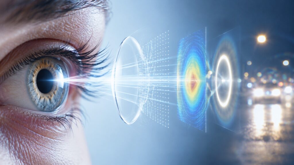 Higher order aberrations causing glare halos and blurry vision despite good lenses