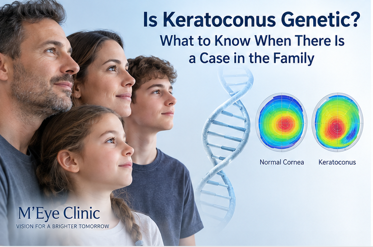 Keratoconus genetic family history and corneal mapping for relatives